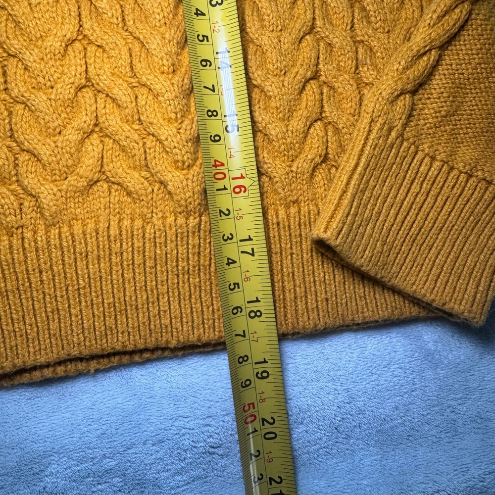 Banana Republic Mustard Yellow Cable Knit Crew Neck Sweater Women's Medium EUC - Picture 4 of 10